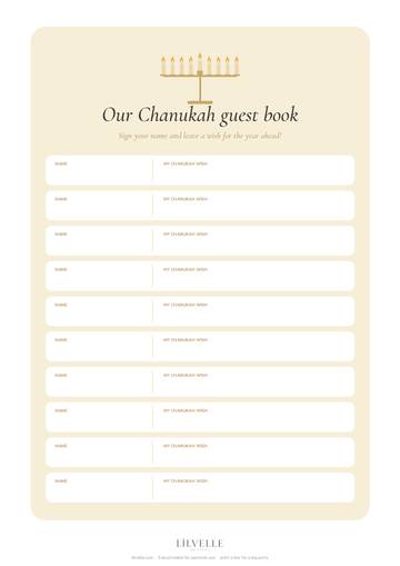 Preview of Chanukah guest book page