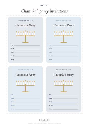 Preview of Chanukah party invitations (menorah)